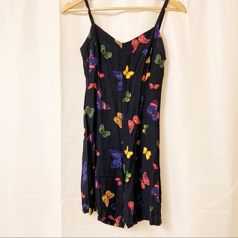 Vintage Butterfly Black Romper Small